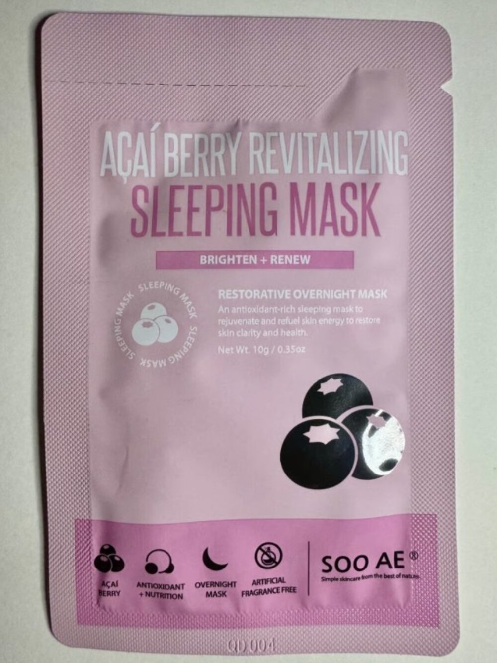 Açaí Berry Revitalizing Sleep Mask, Brighten and Renew. Korean Skincare